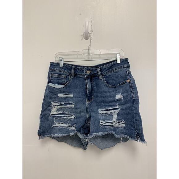 Judy Blue Denim Patch Cutoff Side Slit Shorts Size 1XL - Picture 1 of 5